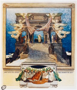 Und neue Nachkommenschaft steigt vom Himmel herab, Vers 72, Purgatorio, Canto XXII, Die Göttliche Komödie, von Dante Alighieri, Illustration von Franz Von Bayros, Wien