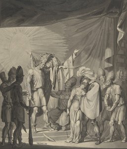 Sonnenkönig salbt ein gefesseltes Paar, aus August von Kotzebues Die Sonnenjungfrau von Franz von Hauslab