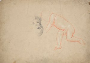 Studien eines Kleinkindes, eines Kleinkinderkopfes schlafend, eines Frauenkopfes von Franz von Matsch
