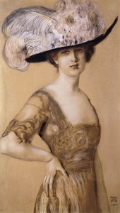 Porträt einer Dame mit Federhut, 1910