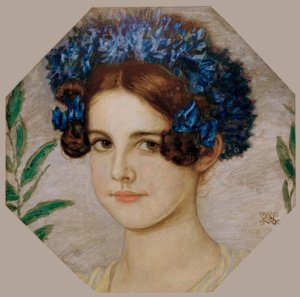 Tochter des Künstlers mit Kornblumen im Haar von Franz von Stuck