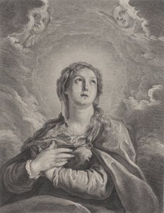 Die Jungfrau, Hände auf der Brust gefaltet, nach oben blickend, 1729-40