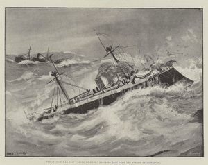 Das spanische Kriegsschiff Reina Regente, das in der Nähe der Straße von Gibraltar als verloren gemeldet wurde von Fred T. Jane