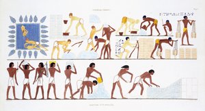 Ziegelherstellung, aus einem seltenen Bericht über Fresken aus Theben, aufgezeichnet 1819-1822 bei seinem zweiten Besuch in Ägypten von Frederic Cailliaud