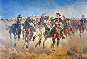 Abgesessen: die 4. Truppen in Bewegung, ursprünglich gemalt 1890