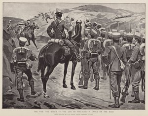 Der Krieg, der Marsch der Japaner auf Ping-Yang, ein Stopp auf der Straße