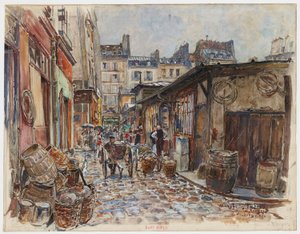 Le Marché des Enfants Rouges, Westseite, im Regen von Frederic Anatole Houbron