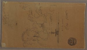 Zeichnung, Ein Brunnen in einem Park, Niagara Falls, Oktober 1856