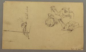 Kamele trinken auf einem Hügel, 22. Februar, möglicherweise 1868