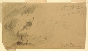 Bewölkter Abendhimmel über einer Hügelkette, Juli 1866 von Frederic Edwin Church