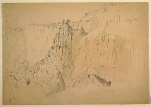 Zeichnung, Küste mit steilen Felsen, August 1885 von Frederic Edwin Church