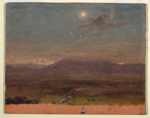Zeichnung, Kolumbien oder Ecuador, Berge, Mondlicht, 1853 oder 1857 von Frederic Edwin Church