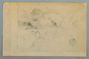 Ferne Ansicht des ausbrechenden Vulkans Sangay, Ecuador, 1857–62 von Frederic Edwin Church