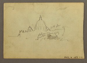 Ferne Ansicht der Kuppel der Basilika St. Peter, Rom, Italien, Januar 1869 von Frederic Edwin Church