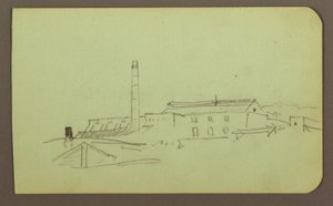 Zeichnung, Fabrik; Verso: Figuren, 1883 von Frederic Edwin Church