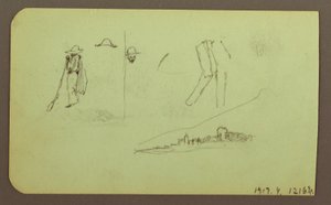 Zeichnung, Fabrik; Verso: Figuren, 1883 von Frederic Edwin Church