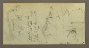 Zeichnung, Figur auf einem Kamel reitend, sitzendes Kamel, möglicherweise 1868 von Frederic Edwin Church