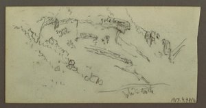 Zeichnung, Figurenstudie, Gebirgskette, möglicherweise 1868 von Frederic Edwin Church
