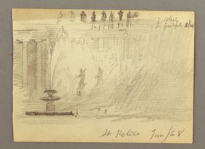 Brunnen auf der Piazza des Petersdoms, Rom, Italien, Januar 1868 von Frederic Edwin Church