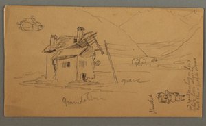 Halbverfallenes Haus im Tal, zwei Figuren von Frederic Edwin Church