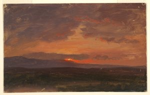 Zeichnung, Hudson Valley, New York mit Sonnenuntergang hinter den Catskill Mountains, 1855–65 von Frederic Edwin Church