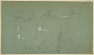 Zeichnung, Eisberge, 7. und 9. Juli 1859 von Frederic Edwin Church