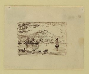 Zeichnung, Imaginäre Landschaft, ca. 1850 von Frederic Edwin Church