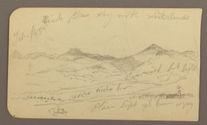 Zeichnung, Landschaft, Häuser; Rückseite: Baumwipfel, Februar 1885 von Frederic Edwin Church