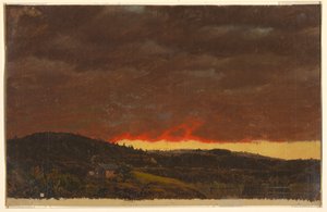 Zeichnung, Landschaft, Sonnenuntergang, ca. 1845 von Frederic Edwin Church