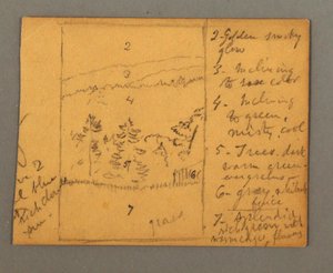 Zeichnung, Wiese, Notizen, möglicherweise 1856