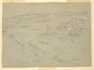 Zeichnung, Ölberg, Bethanien, Siloah und Jerusalem, Palästina, 7. und 10. Februar 1868 von Frederic Edwin Church