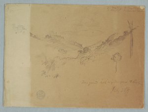 Zeichnung, Berglandschaft in der Nähe von Jorje, Ecuador, 23. Juli 1857 von Frederic Edwin Church