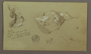 Zeichnung, Berggipfel, Fluss, Juli 1868 von Frederic Edwin Church