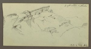 Zeichnung, Berggipfel, möglicherweise 1868 von Frederic Edwin Church