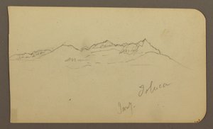 Zeichnung, Gebirgskette, Toluca; Rückseite: Kirchturm, Gebirgsketten, Toluca, 7. Januar 1885 von Frederic Edwin Church