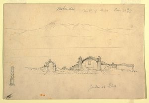 Zeichnung, Gebirgskette mit dem Mohanda, nördlich von Quito (?), 24. Juni 1857 von Frederic Edwin Church