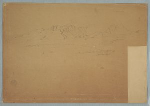 Zeichnung, Gebirgsketten mit rauen Gipfeln, nahe Machachi, Ecuador, 19. Juni 1857 von Frederic Edwin Church