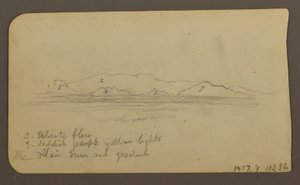 Zeichnung, Berge; Rückseite: Vorgebirge & Gebirgskette, 21. Dezember 1885 von Frederic Edwin Church