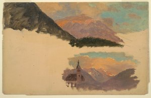 Zeichnung, Berge in der Nähe von Berchtesgaden, Bayern, Juni 1868 von Frederic Edwin Church