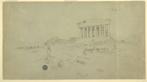 Parthenon und Erechtheion, Athen, April 1869 von Frederic Edwin Church