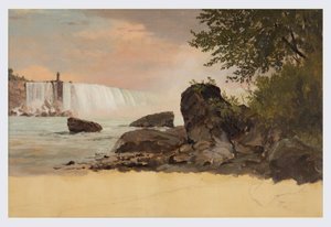 Ansicht der kanadischen Wasserfälle und Goat Island, September oder Oktober 1856 von Frederic Edwin Church