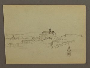 Dorf auf einem Hügel, möglicherweise 1868–69 von Frederic Edwin Church