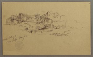 Wasserrad mit einem Becken in einem Garten, Jaffa, Palästina [Tel Aviv, Israel], März 1868 von Frederic Edwin Church