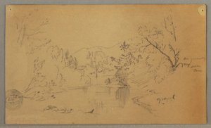 Windender Fluss in einem bewaldeten Tal, Vermont, Oktober 1865 von Frederic Edwin Church