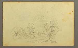 Zeichnung, Bewaldete Landschaft, möglicherweise 1845 von Frederic Edwin Church