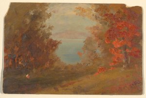 Zeichnung, Waldszene im Herbst (Hudson, New York oder Maine), 1860–70 von Frederic Edwin Church