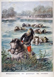 Französische Kavallerie durchquert einen Fluss, 1896
