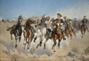 Abgesessen: Die vierten Reiter bewegen die geführten Pferde von Frederic Remington