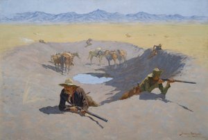 Kampf um das Wasserloch von Frederic Remington