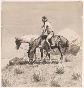 Lange Zeit stand er da, ein Entwurf für The Way of an Indian, wahrscheinlich 1900